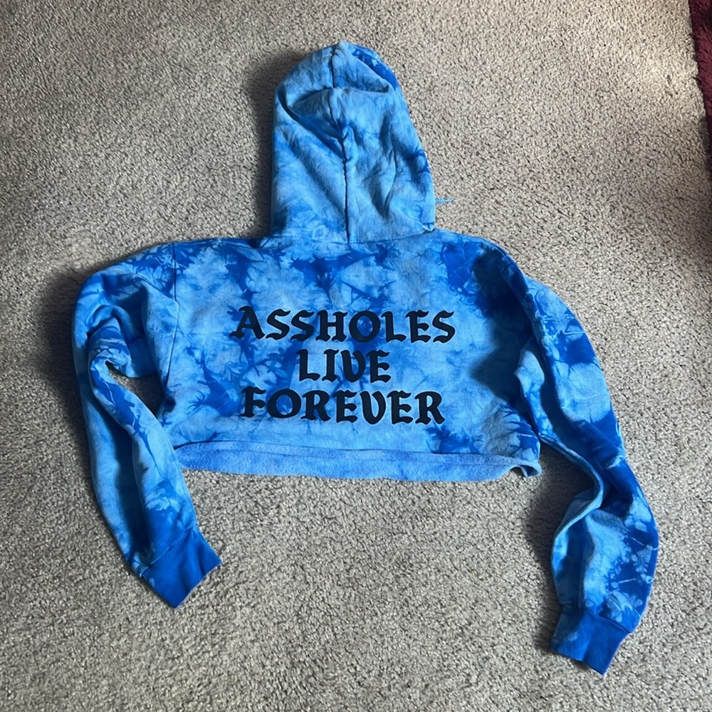 ALF blue tie dye crop hoodie
